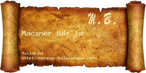 Maczner Béla névjegykártya